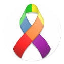 Rainbow Awareness Ribbon II Round Sticker