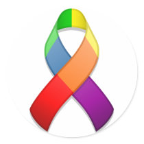 Rainbow Awareness Ribbon II Round Sticker