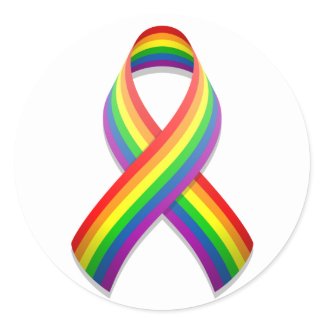 Rainbow Awareness Ribbon Round Sticker sticker