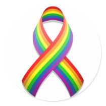 Rainbow Awareness Ribbon Round Sticker
