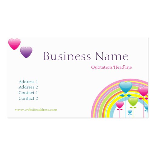 Rainbow & Balloons Business Card (front side)