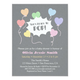 Rainbow Balloons Ready to Pop Baby Shower 4.25x5.5 Paper Invitation Card