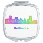 Rainbow Baltimore skyline Vanity Mirror