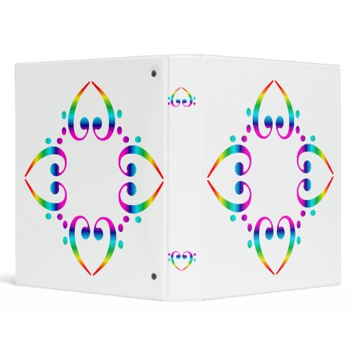 Rainbow Bass Clef Heart binder