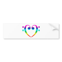 Rainbow Bass Clef Heart Bumper Sticker