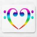 Rainbow Bass Clef Heart mousepads by inkles Rainbow Bass Clef Heart mousepads