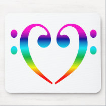 Rainbow Bass Clef Heart mousepads