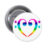 Rainbow Bass Clef Heart Pinback Buttons