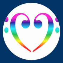 Rainbow Bass Clef Heart stickers