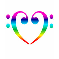 Rainbow Bass Clef Heart t-shirts