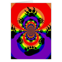 Rainbow Bear Paw Polar Inversion Greeting Cards