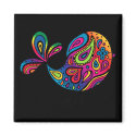 Rainbow Bird Black Magnet by littleamylee Rainbow Bird Black Magnet