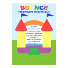 Rainbow Birthday Bounce Bounc House Birthday Party Personalized Invite