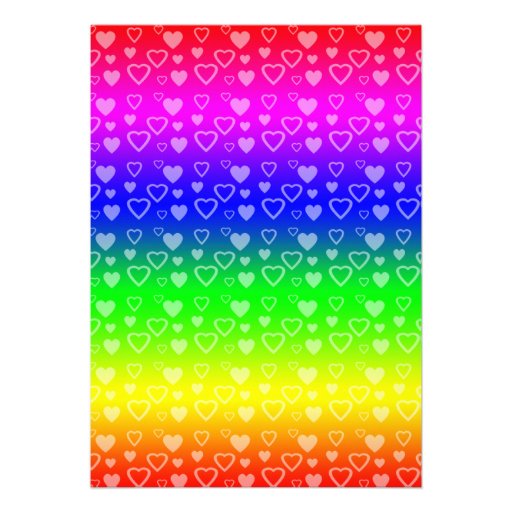 Rainbow birthday invitation hearts