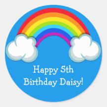 Rainbow Birthday Party Favor Sticker