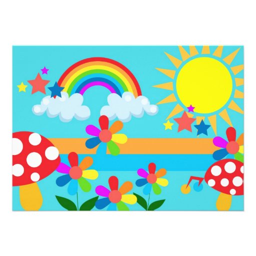 Rainbow birthday party invitation