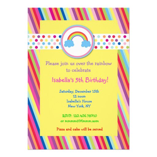 Rainbow Birthday Party Invitations (front side)