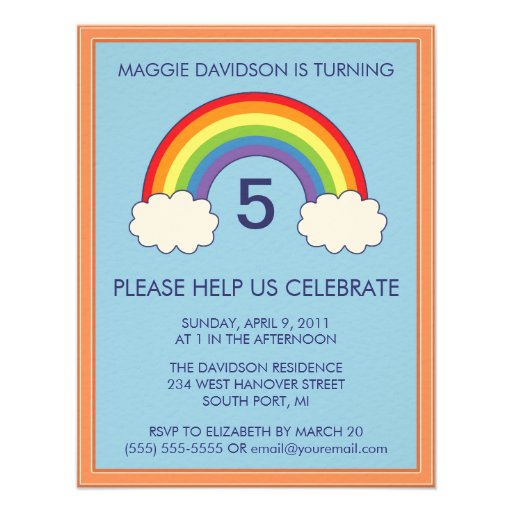 Rainbow Birthday Party Invitations