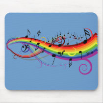 Rainbow Black Musical Notes Mousepad