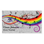 Rainbow Black Musical Notes on Gray Business Cards