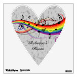 Rainbow Black Musical Notes on Gray Room Decal