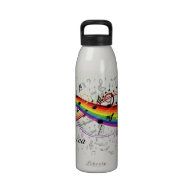 Rainbow Black Musical Notes on Gray Reusable Water Bottles