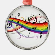 Rainbow Black Musical Notes Ornament