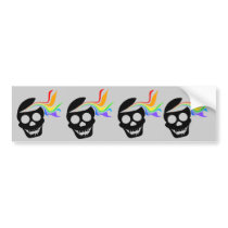 Rainbow Black Skull Bumper Sticker