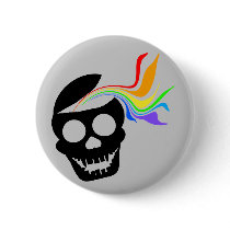 Rainbow Black Skull Buttons