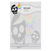 Rainbow Black Skull Personalized Stationery by wingedturtle Rainbow Black Skull Personalized Stationery