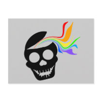Rainbow Black Skull Postcard