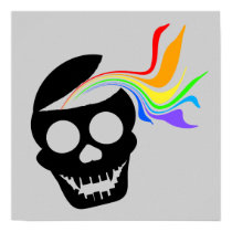 Rainbow Black Skull Poster
