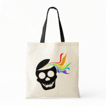 Rainbow Black Skull Totebags