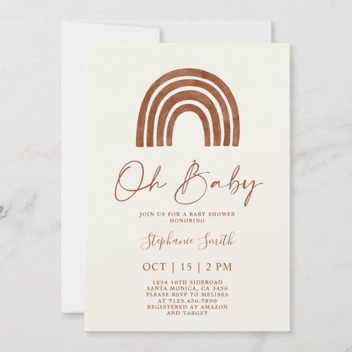 Invitations Announcements Paper Party Supplies Peach Rainbow Invite