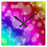 Rainbow Bokeh Pattern Wall Clocks