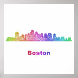 Rainbow Boston skyline Poster
