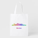 Rainbow Boston skyline Reusable Grocery Bags