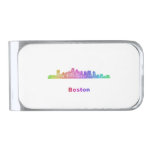 Rainbow Boston skyline Silver Finish Money Clip