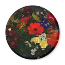 Rainbow bouquet of flowers refrigerator magnets