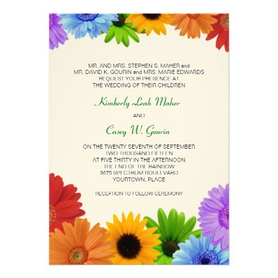 Rainbow Bouquet Wedding Personalized Invitation