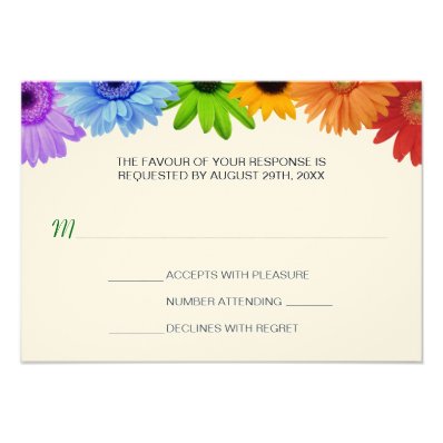 Rainbow Bouquet Wedding Response Personalized Announcement