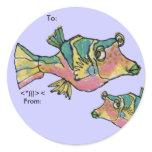 Rainbow Boxfish Cartoon Fish Personalized Labels stickers
