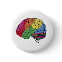 Rainbow Brain Pinback Buttons