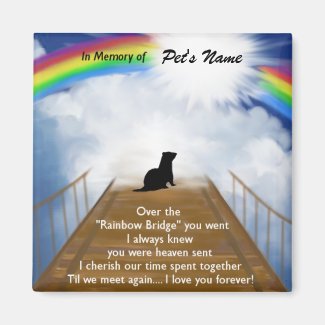 Rainbow Bridge Memorial Poem for Ferrets 2 Inch Square Magnet