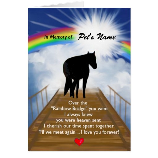 Rainbow Bridge Memorial Poem for Horses Card Zazzle