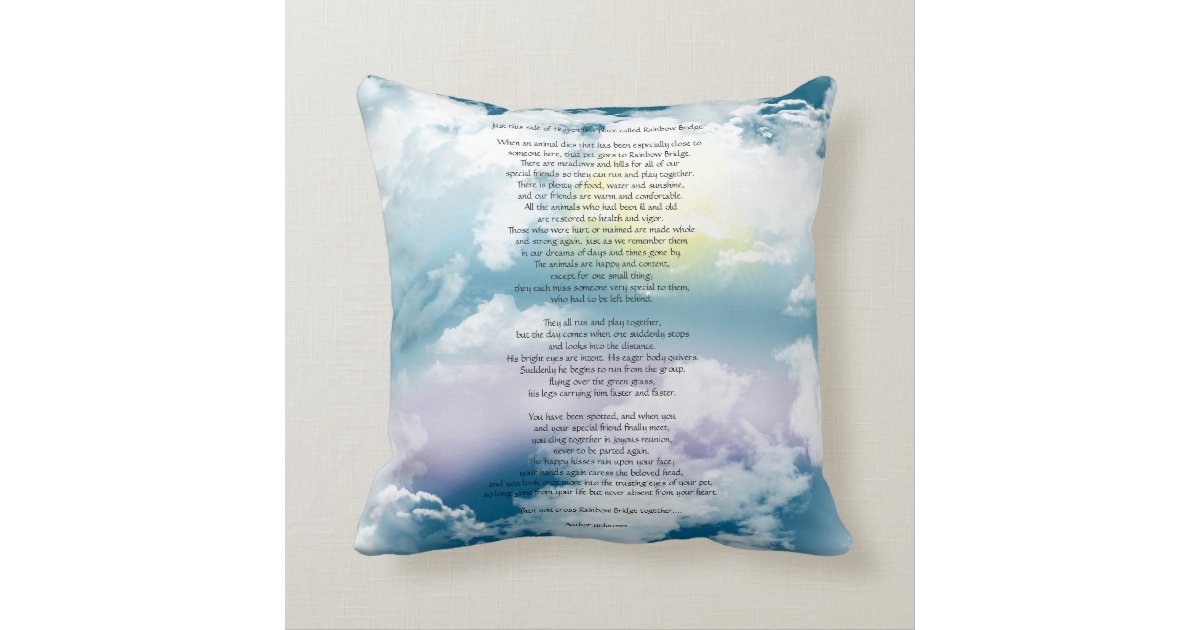 Rainbow Bridge Pet Cat Memorial Throw Pillow Zazzle