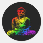 Rainbow Buddha Statue Round Stickers