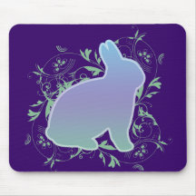 Rainbow bunny & Swirls on Purple Mouse Pad