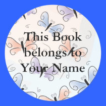 Rainbow butterflies booklabel stickers