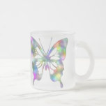 Rainbow butterfly frosted glass coffee mug